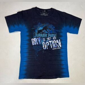 Universal Studios Jurassic Park Ride Graphic T-shirt Women Small Blue Tie Dye